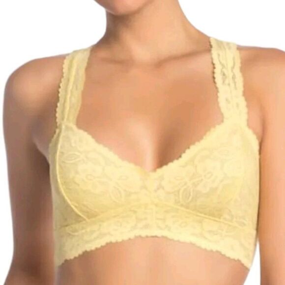 Free People Bralette Galloon Lace Racerback OB590924 7700 Yellow Sz XS - Picture 1 of 6